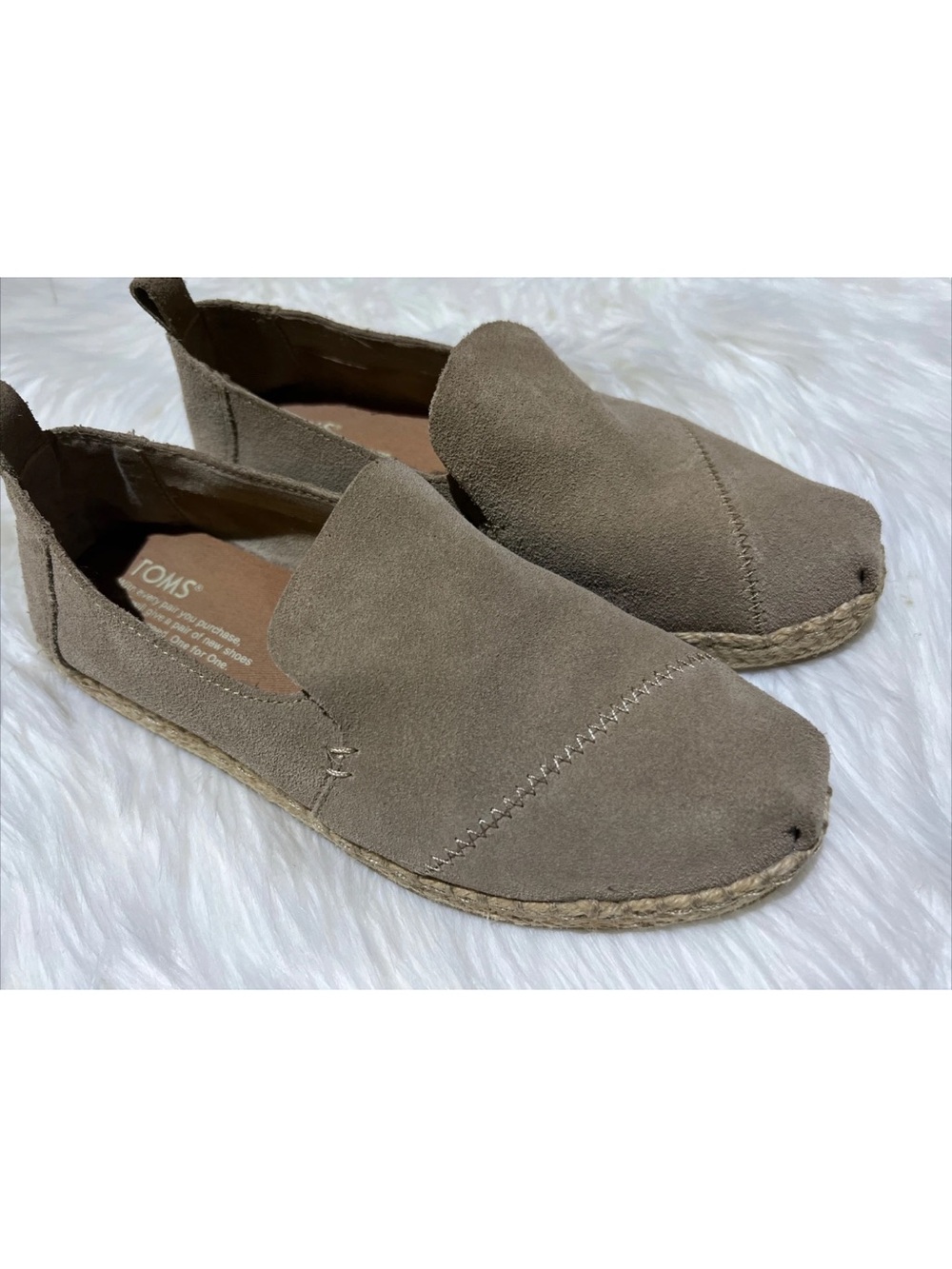 TOMS Womens Shoes Slip-On Sz 6 Suede Neutral Classic Suede Espadrilles EUC